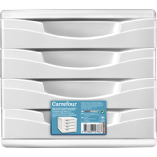[3613866427866] CARREFOUR Bloc de rangement 4 tiroirs blanc le bloc