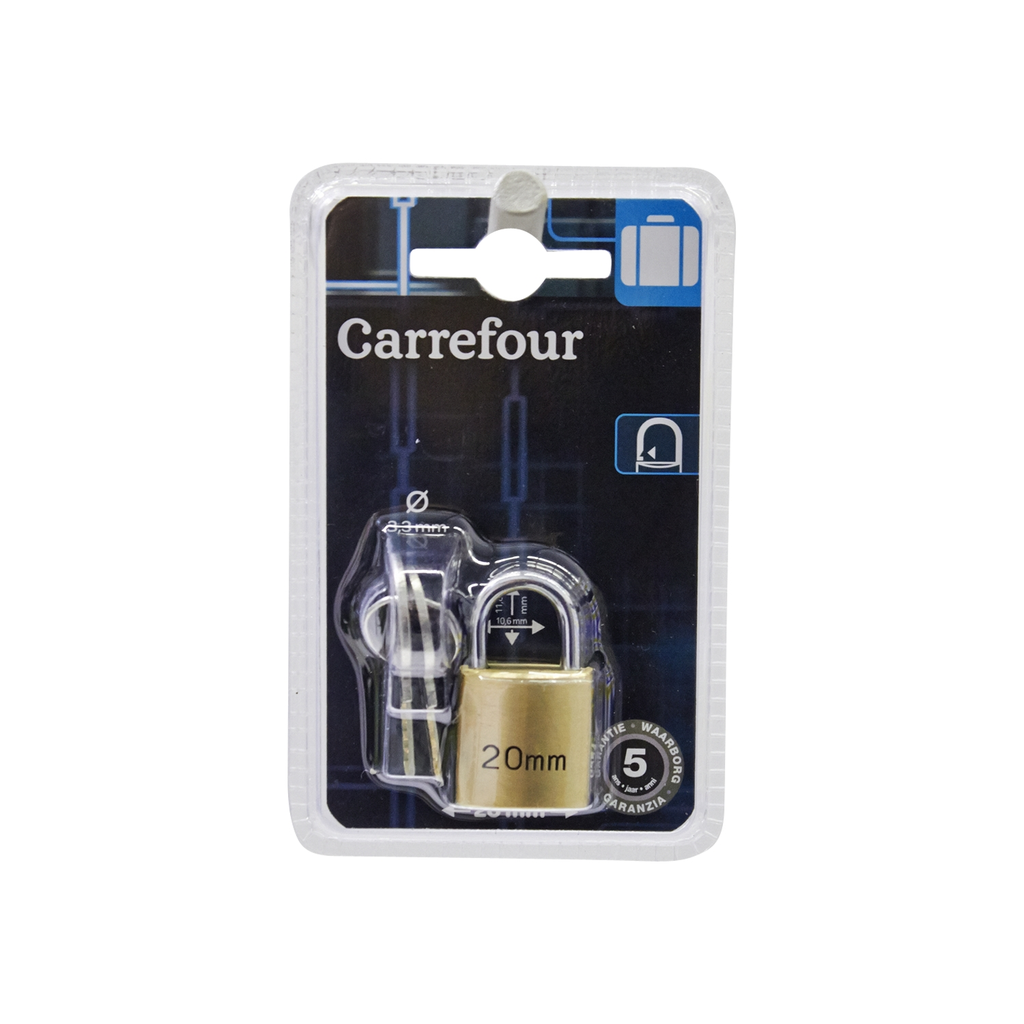 CARREFOUR Cadeado com chave 20mm 1 unidade