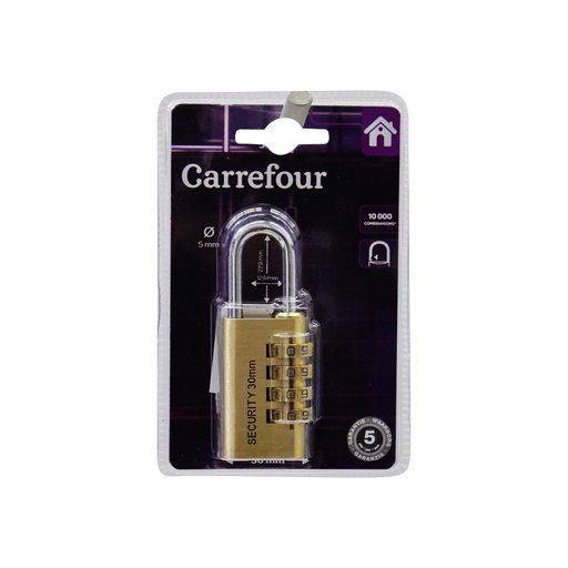 [3613866490563] CARREFOUR Combination Padlock 30mm