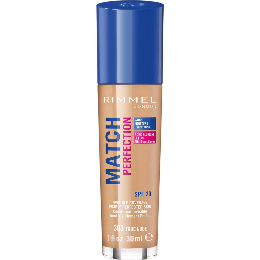 RIMMEL Base de Maquillaje Líquida Hidratante Match Perfection Tono True Nude (303) 30 ml