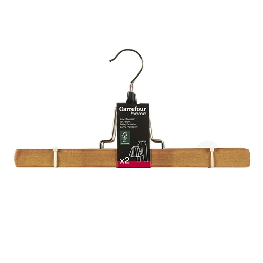 [3614610038772] CARREFOUR Universal wooden clip hangers HOME 2-pack