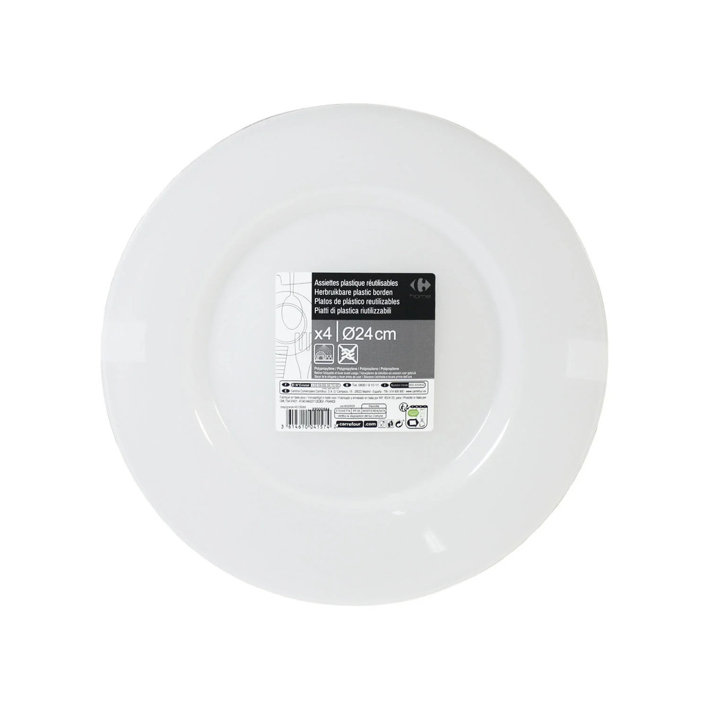 CARREFOUR Assiette translucides D24cm les 4 assiettes