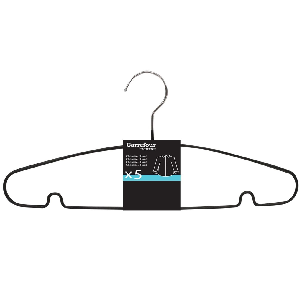 CARREFOUR Black PVC Hanger 5-pack