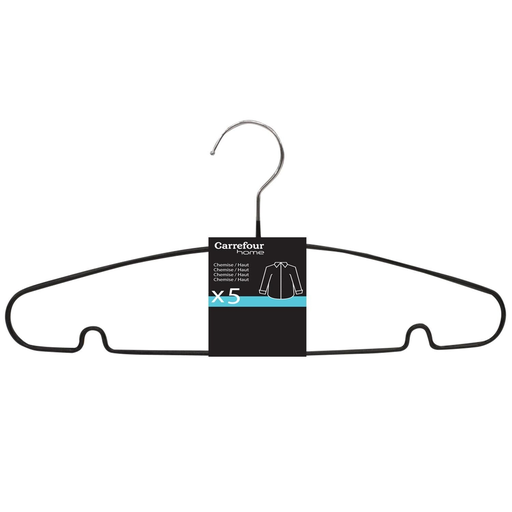 [3614610188163] CARREFOUR Black PVC Hanger 5-pack