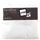 CARREFOUR Servilleta de papel 33x33cm blanco HOME el paquete de 100