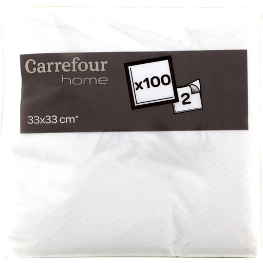 [3614611119357] CARREFOUR Paper Napkin 33x33cm white HOME pack of 100