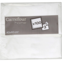 CARREFOUR Serviette en Papier 40x40cm 3 plis, blanc HOME le paquet de 100