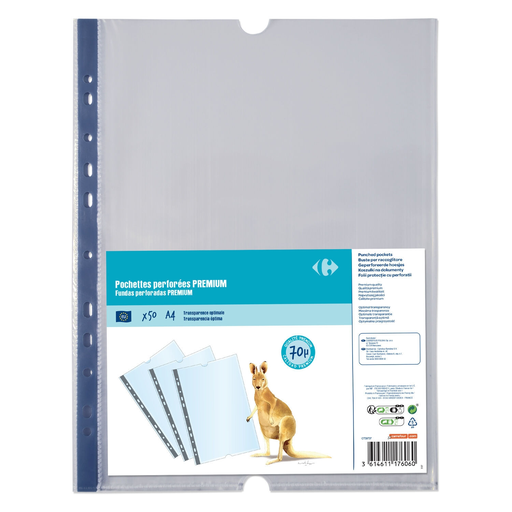 [3614611176060] CARREFOUR Pochettes perforées 50 A4