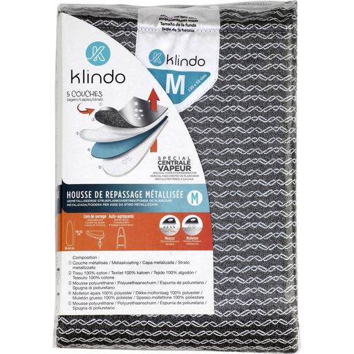 [3614612433971] KLINDO Housse de repassage métallisée M motifs assortis