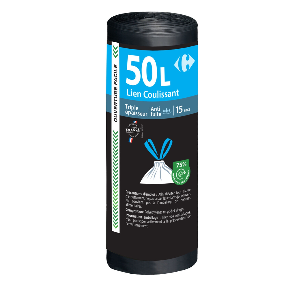 CARREFOUR Saco do lixo 50 L 15 sacos