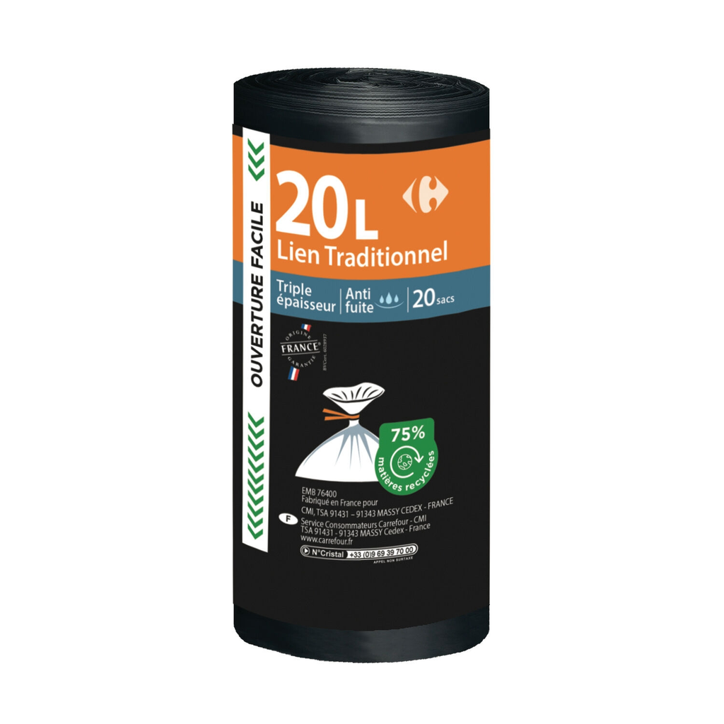 CARREFOUR Sacos do lixo 20 L 20 sacos