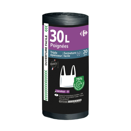 [3614612817726] CARREFOUR Sacs poubelle 30 L les 20 sacs