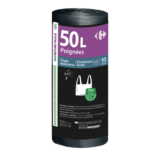 [3614612817788] CARREFOUR Sacs poubelle 50 L les 10 sacs