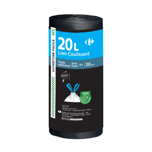 [3614612817795] CARREFOUR Sacs poubelle 20 L les 20 sacs