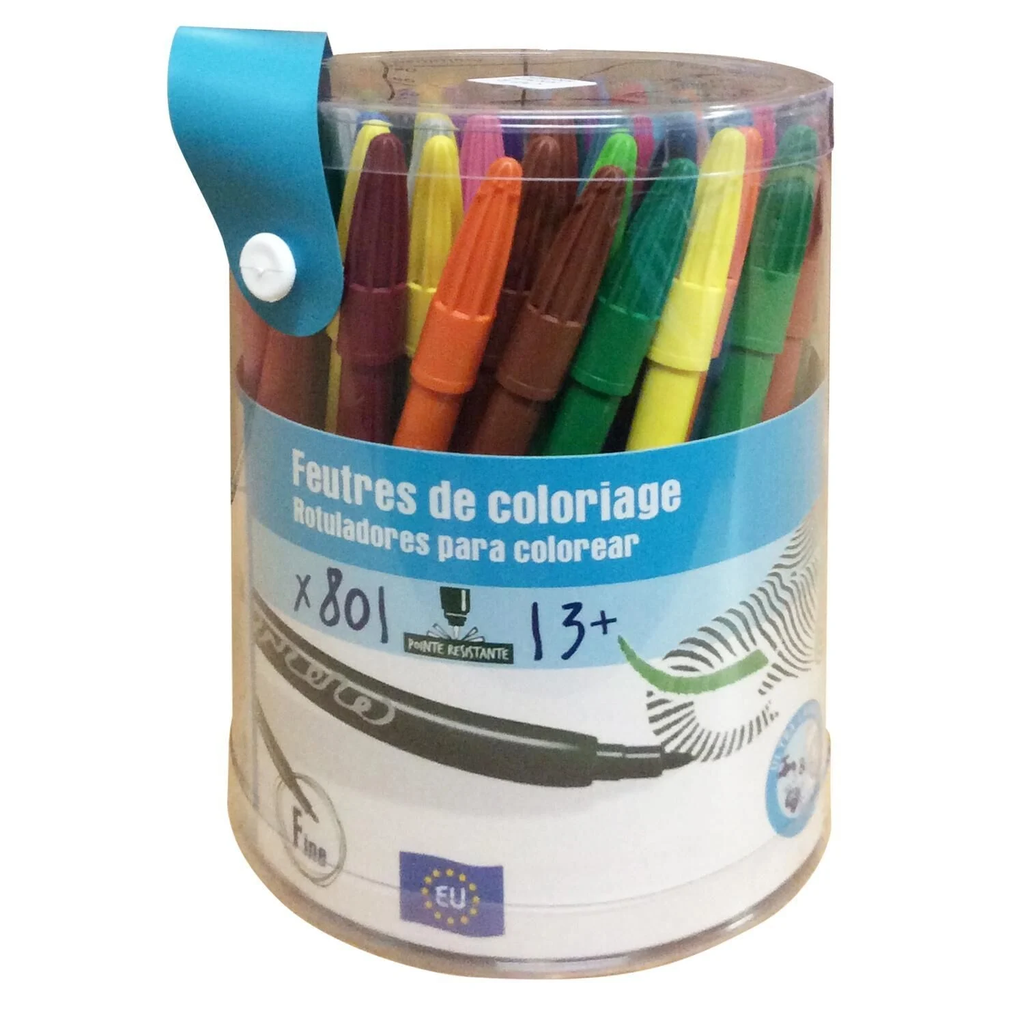 CARREFOUR Feutres à dessin encre assortie pointe fine 80 feutres