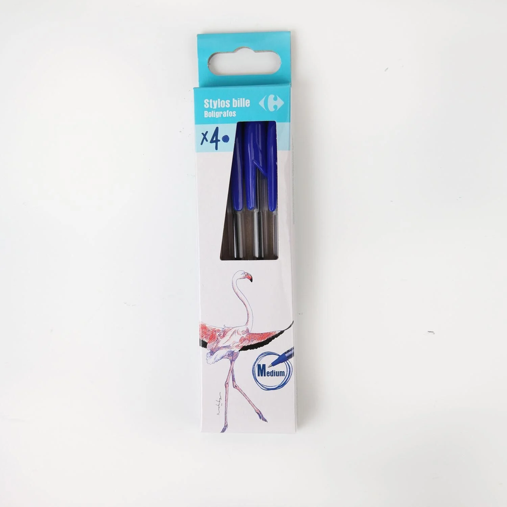 CARREFOUR Stylos billes bleu X4