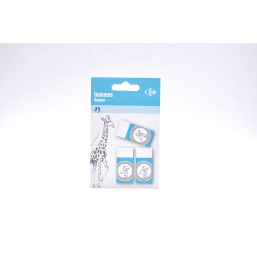 [3614613159283] CARREFOUR Borrachas brancas mini, o lote de 3 borrachas mini