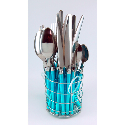 [3614613272265] CARREFOUR Cutlery Set M24 Candies turquoise 24-piece set