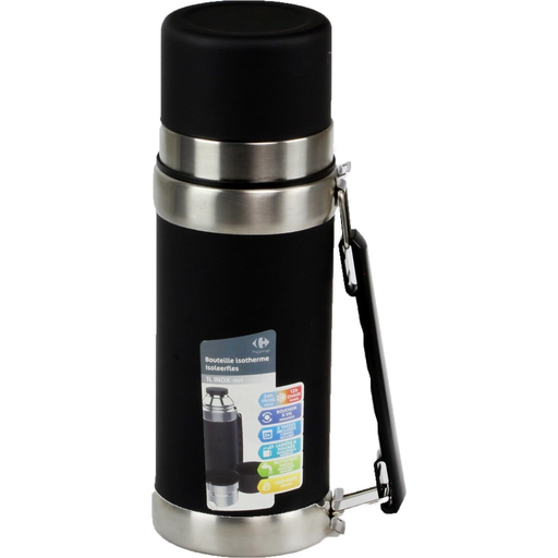 [3614613858896] CARREFOUR Bouteille isotherme inox Soft Touch 1 L