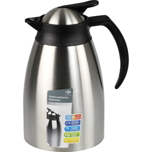 [3614613858988] CARREFOUR Stainless Steel Thermal Carafe 1.5 L