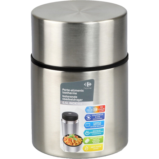 [3614613859015] CARREFOUR Insulated food container stainless steel 0.5 L