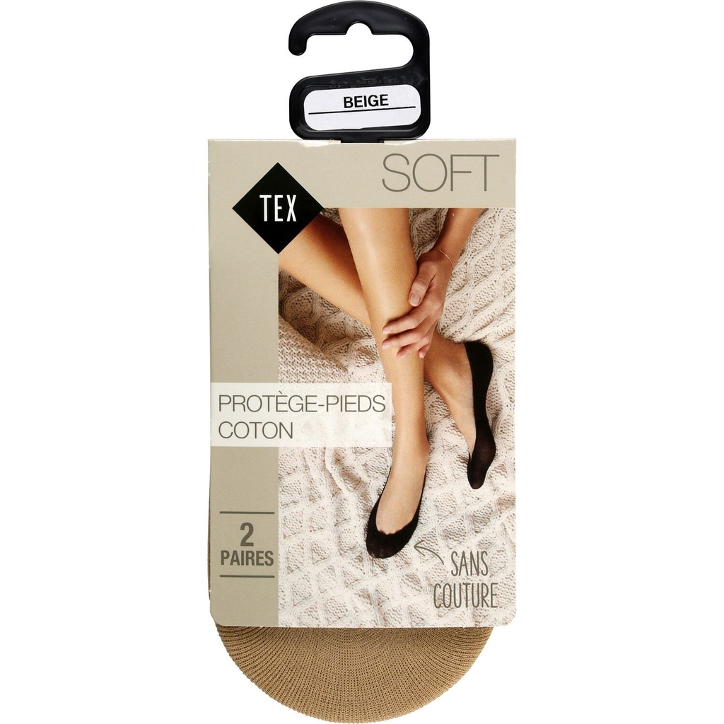 TEX Protège-bas femme noir en coton T38/41 le lot de 2 paires