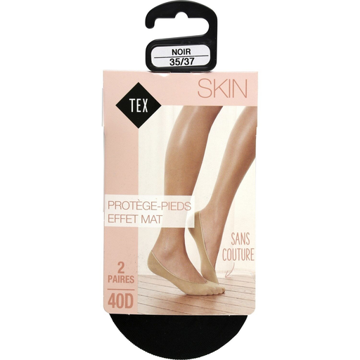 [3614613969530] TEX Women's footies black matte effect pack of 2 pairs