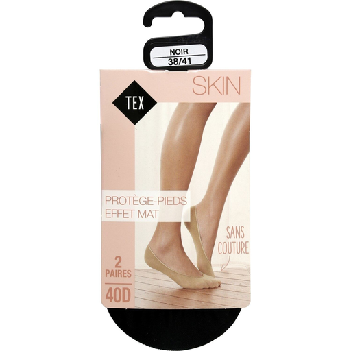 [3614613969547] TEX Protege-medias mujer negro efecto mate lote de 2 pares