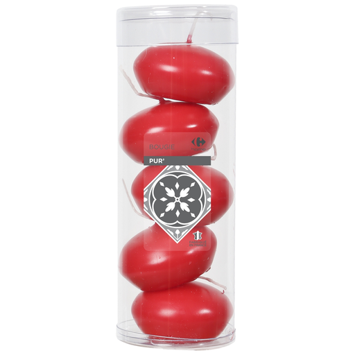 [3614613991043] CARREFOUR Bougies flottantes rouges HOME les 5 bougies