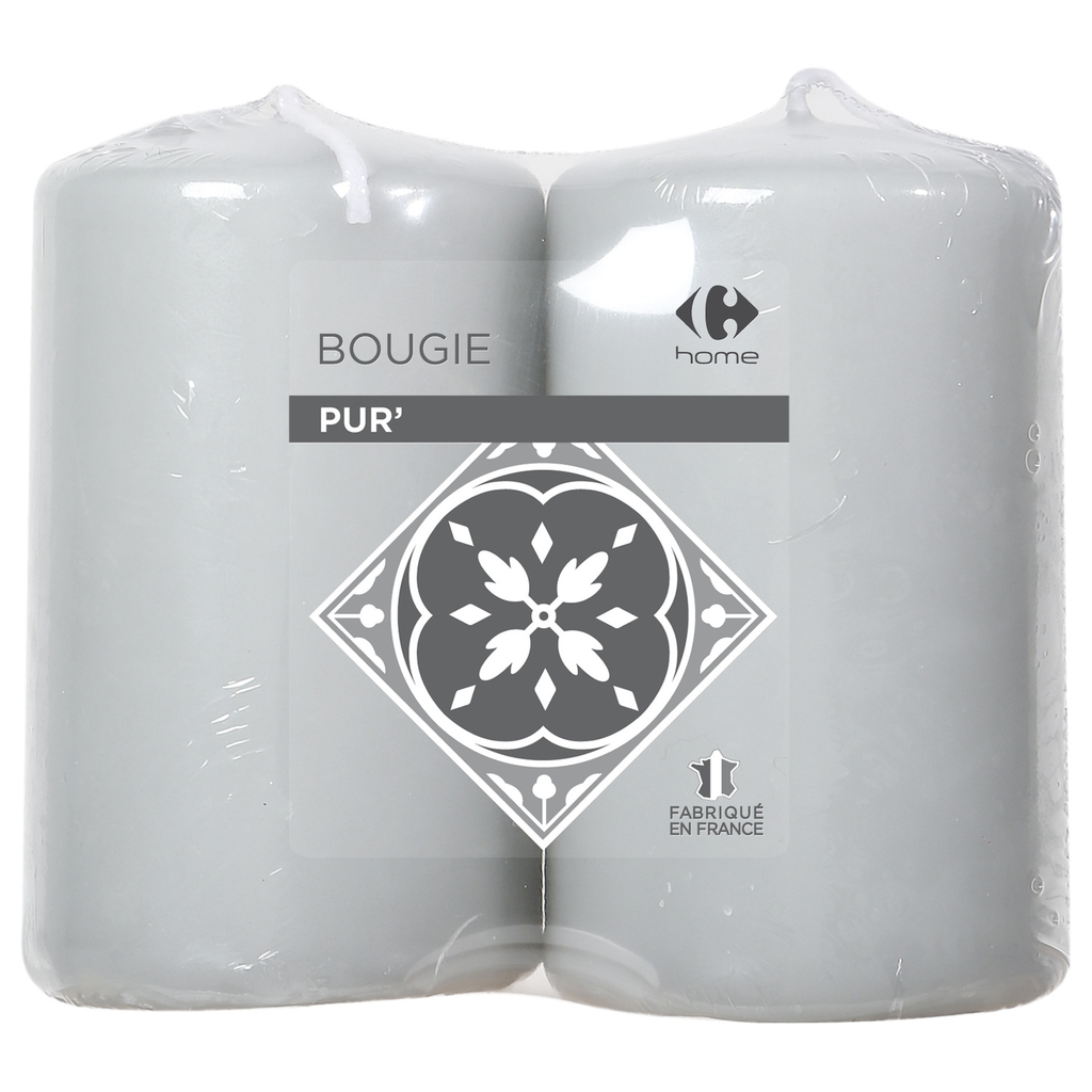 CARREFOUR Grey Candle pack of 2