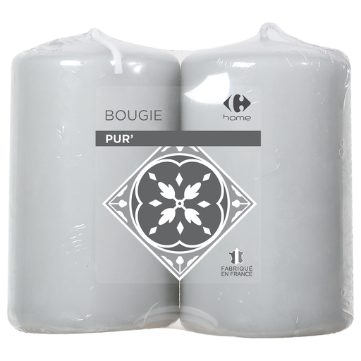 [3614613991098] CARREFOUR Bougie grise le lot de 2