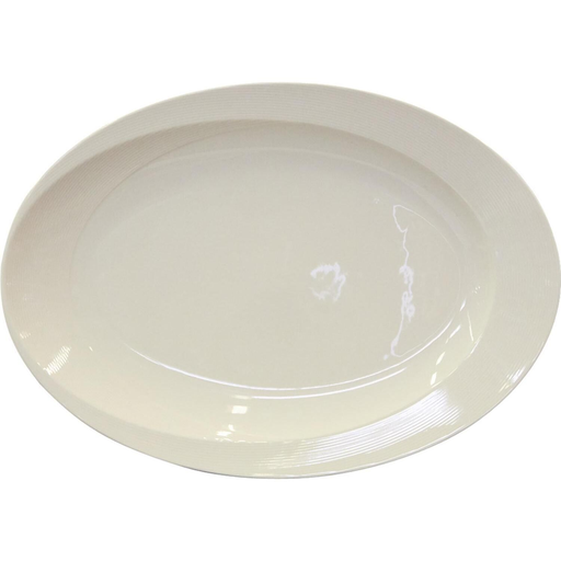 [3614614057120] MANDINE Asymmetric White Porcelain Serving Platter 36cm