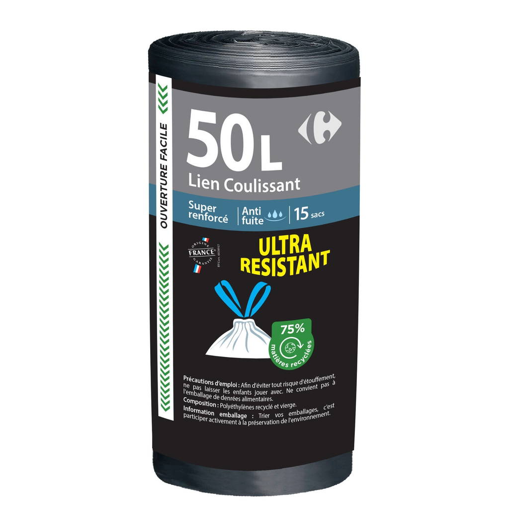 CARREFOUR Drawstring Bin Liners 15 count