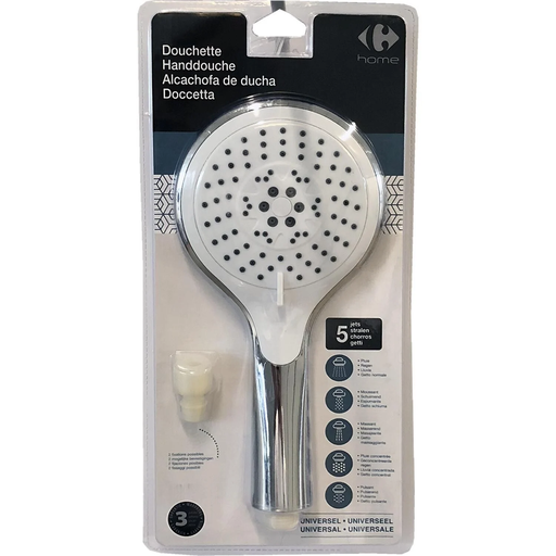 [3614614247491] CARREFOUR Pommeau de douche chromé 5 jets HOME le Pommeau de douche