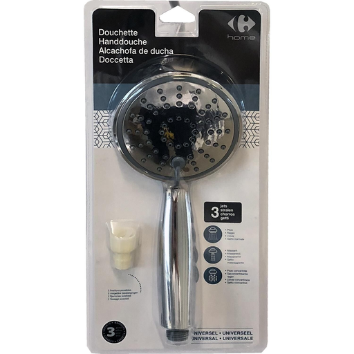 [3614614267598] CARREFOUR Pommeau de douche chromé 3 jets HOME le Pommeau de douche