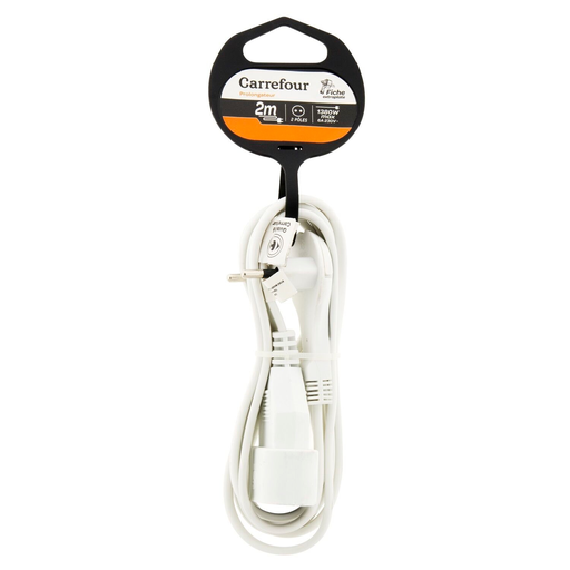 [3614614295140] CARREFOUR Alargador eléctrico blanco HO3VVH2-F 2m