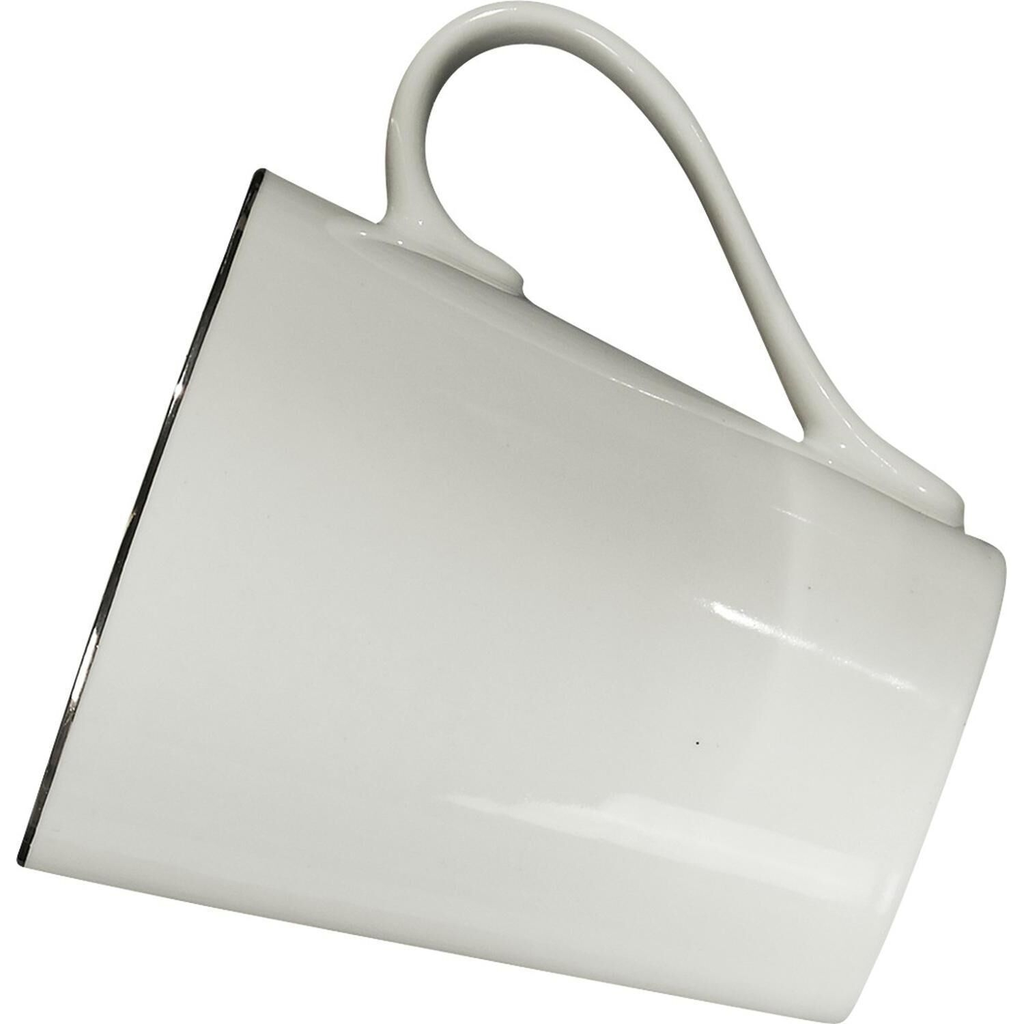 MANDINE Caneca em porcelana com rebordo prateado 40 cl