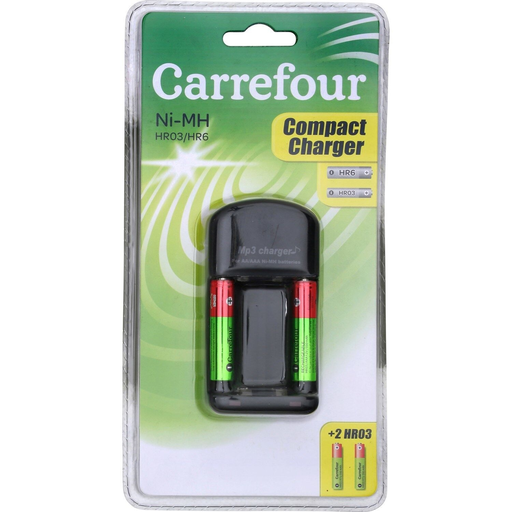 [3614614415470] CARREFOUR Chargeur MP3 avec 2 piles HR03/AAA 550mAh