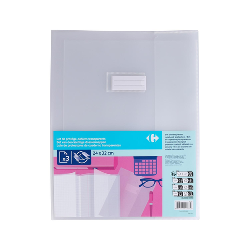 [3615004147674] CARREFOUR Protèges-cahier 24x32cm transparent