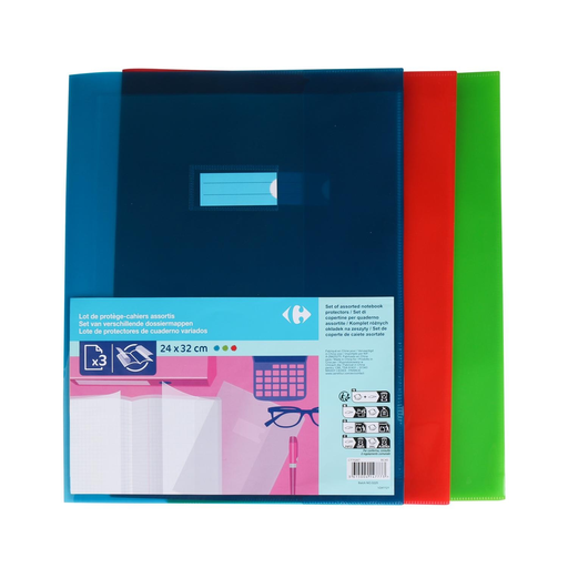 [3615004147773] CARREFOUR Protèges-cahier 24x32cm couleur translucide