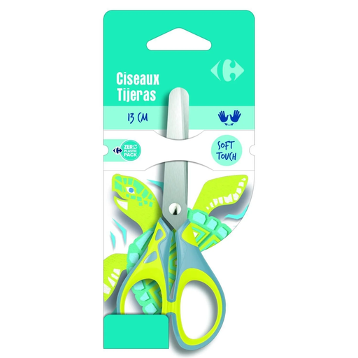 [3615004397314] CARREFOUR Tijeras simétricas 13cm Soft touch azul 1 unidad