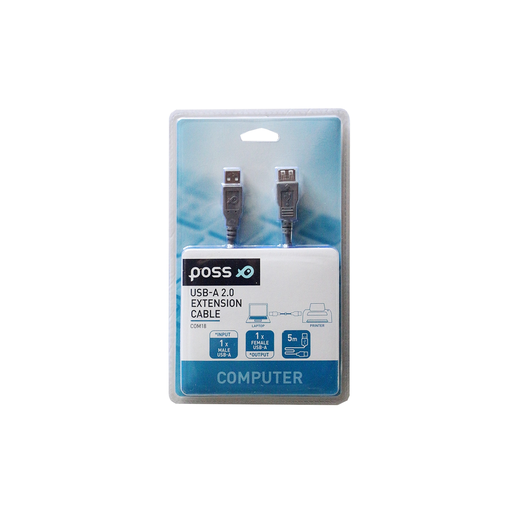 [3615004417319] POSS Câble Extension USB AM:AF PSCOM18 Gris 5m