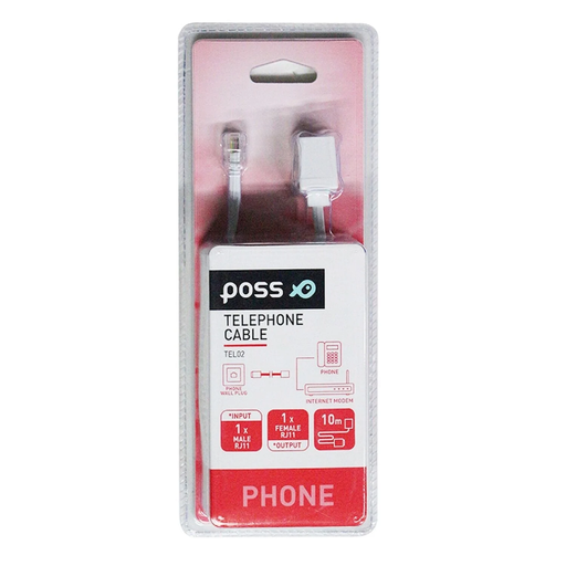 [3615004417555] POSS Cable para teléfono 10m blanco