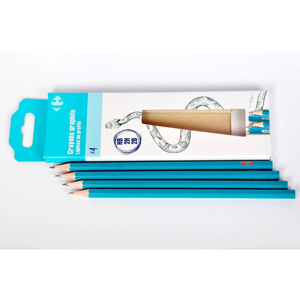 CARREFOUR Crayons à papier 2HB, 2H et 2B, le lot de 4 crayons à papier