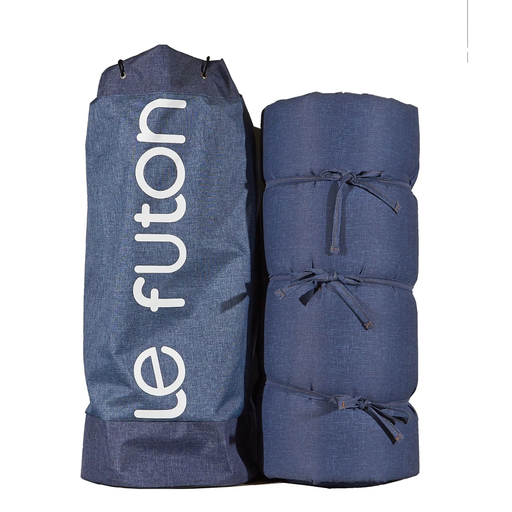 [3615004494198] CARREFOUR Colchón Futón y Bolsa de Transporte Acabado Azul Denim