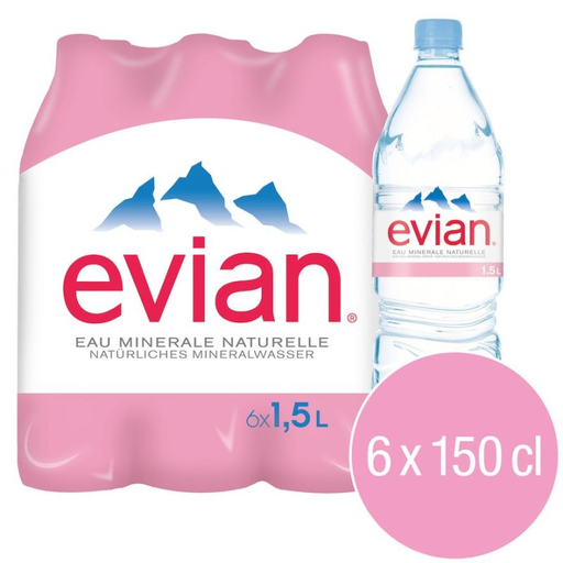 [0496844000007] EVIAN Natural Mineral Water 6x1.5L