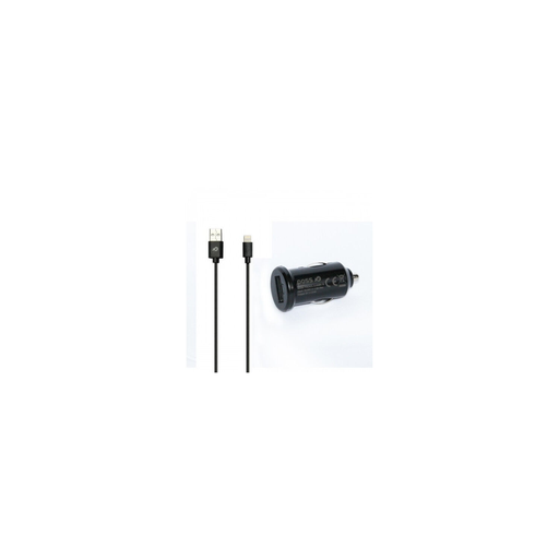 [3615004514933] POSS Cargador de coche USB + Cable Ligth PSCACL-2.4A-18 Negro