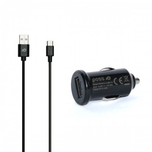 [3615004514971] POSS Cargador de coche USB-C 2.4A el cargador + cable