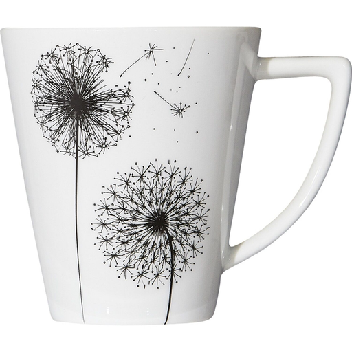 [3615004921335] CARREFOUR Caneca Branca Decorada em Porcelana Pistille HOME 35,5 cl