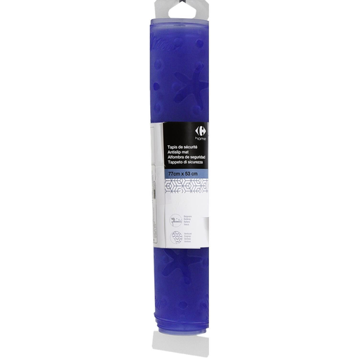 [3615004923001] CARREFOUR Tapis de bain galets bleu 77x53 cm